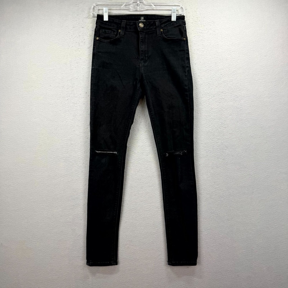 JUST BLACK Jeans Womens 26 Dark Gray Denim‎ Pants Distressed Comfort Skinny Leg